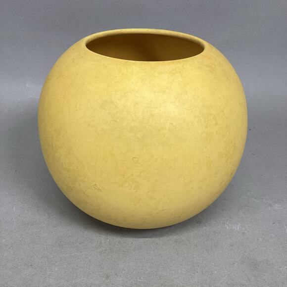 Vintage Yellow Ceramic Spherical Vase - 6”H - Picture 2 of 5